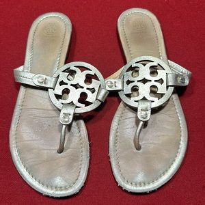 Tory Burch Gold Miller Sandals Size 9